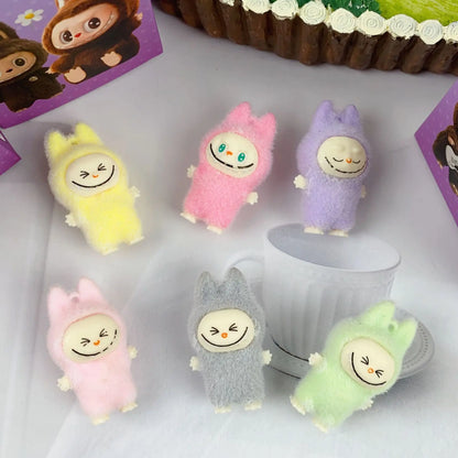 12pcs Mini Labubu V1 & V2 “Have A Sit” Figures – Cute Flocking Doll Collection & Decor Accessories