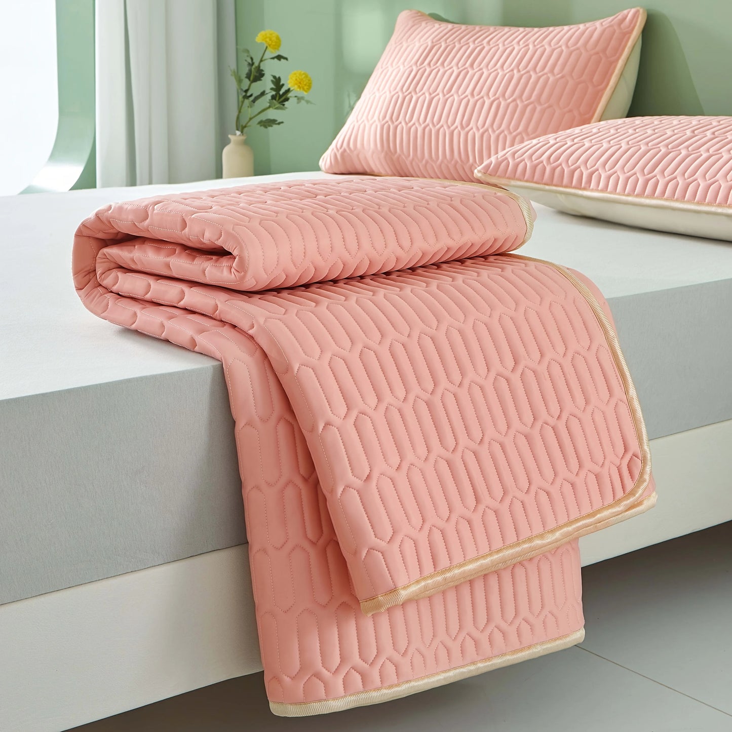 Cool Ice Fabric Mattress Cover - Washable Summer Bedspread with Elastic Four-Corner Fit