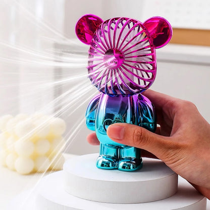 Graffiti Bear Electric Fan - USB Rechargeable 3-Speed Desktop Fan for Camping & Travel