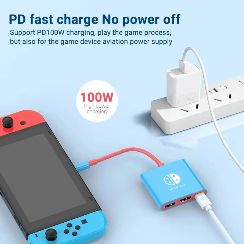 Portable Nintendo Switch Docking Station – Type-C Hub with HDMI & USB 3.0 for Travel & Gaming