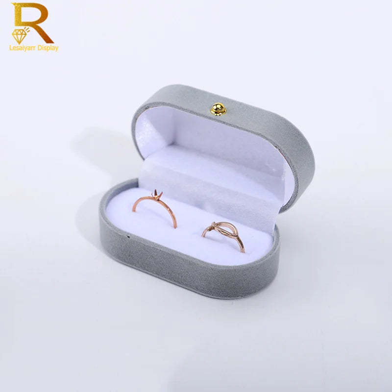 Velvet Jewelry Ring Box — Double Ring Organizer Trinket Box for Wedding & Gift