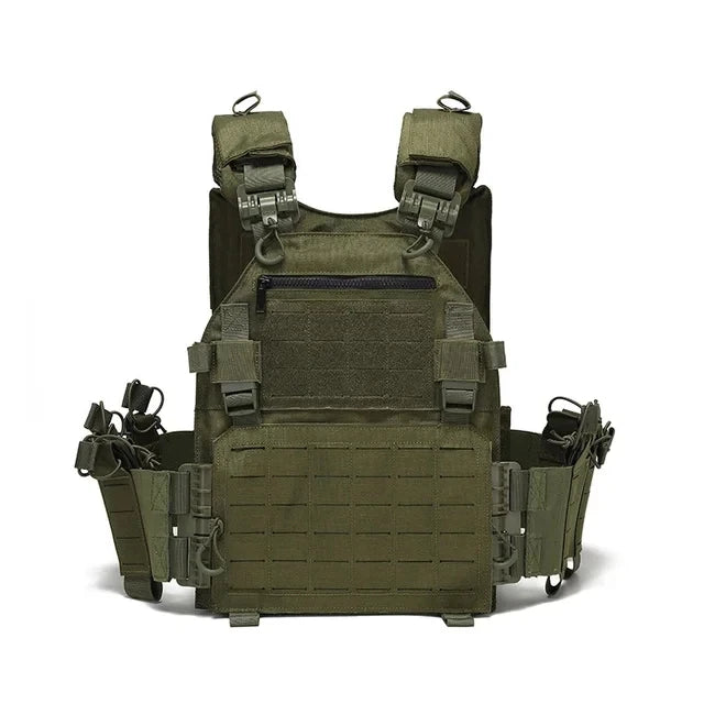 New Combat Vest 6094 – Lightweight Quick Release Laser Cut Tactical Gear for Hunting, Black Tactical Vest