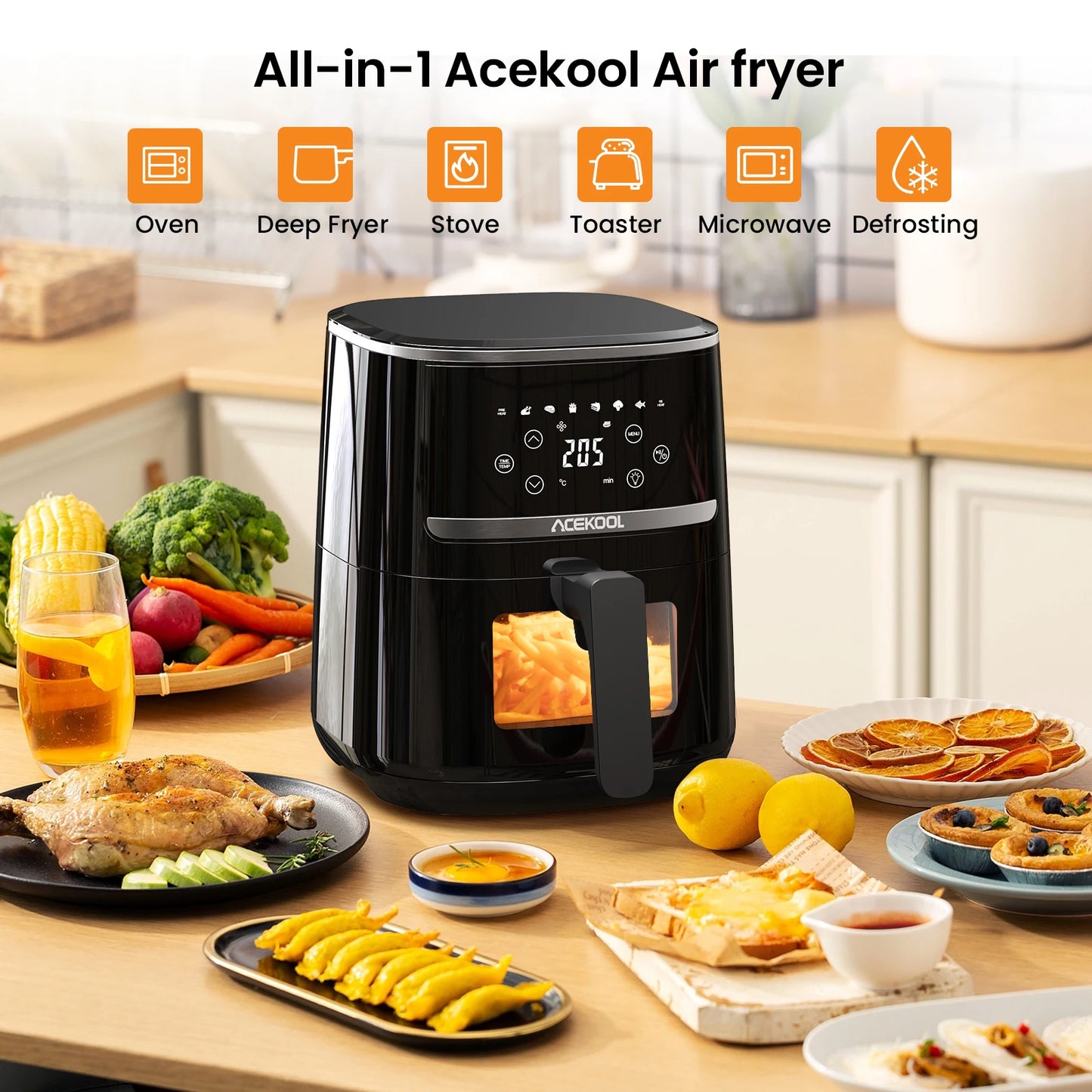 5-Quart Digital Air Fryer Toaster Oven Combo – 8 Cooking Presets, Oil-Free Cooker with Visible Window & Dishwasher Safe Basket