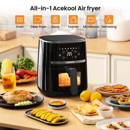 5-Quart Digital Air Fryer Toaster Oven Combo – 8 Cooking Presets, Oil-Free Cooker with Visible Window & Dishwasher Safe Basket
