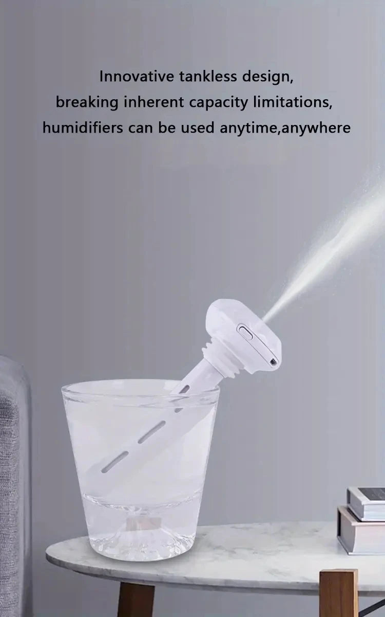 Super Quiet Portable Mist Humidifier – Adjustable, Waterless Design for Office, Bedroom, Car & Travel