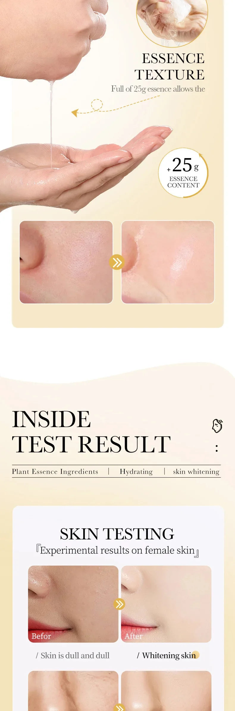 15pcs 24K Gold Hyaluronic Acid Face Mask, Firming, Moisturizing, Anti-Wrinkle, Whitening Skin Care Masks