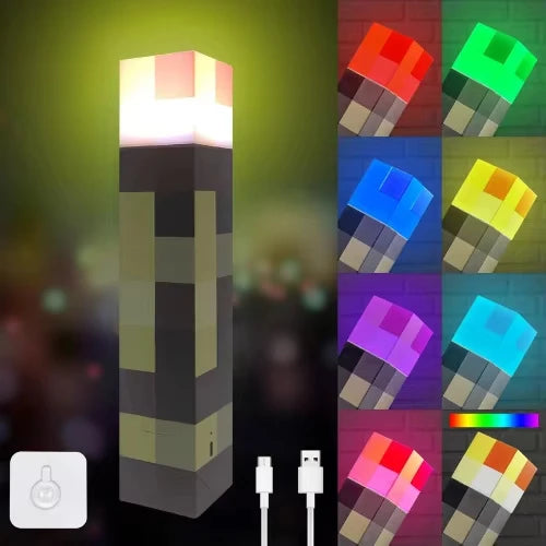 MC Game LED Creeper Night Lamp – Creative Block Button Light for Bedroom, Desk, and Bedside Decoration