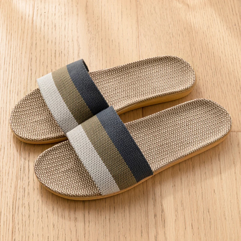 Unisex Fabric Summer Slippers – Breathable Soft Slip-On Indoor Home Shoes