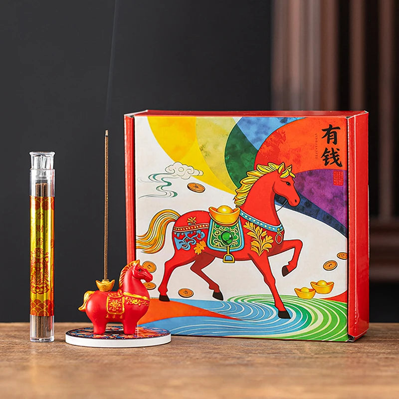 2026 Year of the Horse Incense Burner - Creative Resin & Ceramic Zodiac Incense Stick Holder & Ornament