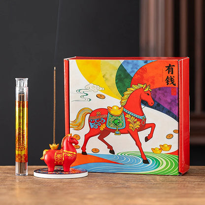 2026 Year of the Horse Incense Burner - Creative Resin & Ceramic Zodiac Incense Stick Holder & Ornament