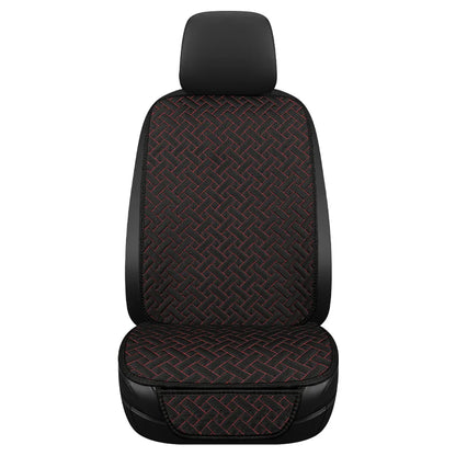Universal Linen Car Seat Cushion - All-Season Woven Pattern Anti-Slip & Wear-Resistant Seat Cover Set