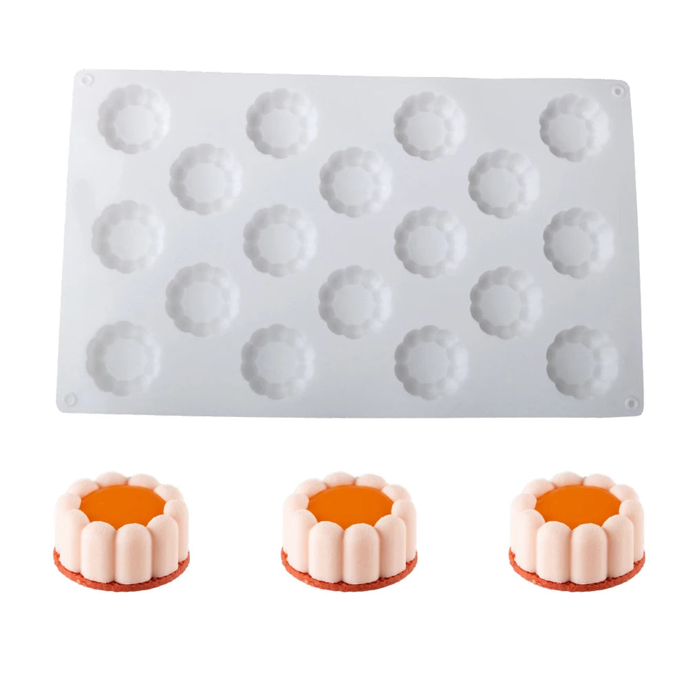 6 or 12 Cell Wavy Lace Cylindrical Silicone Cake Mold — Mousse & Dessert Baking Tool for Party Pastry