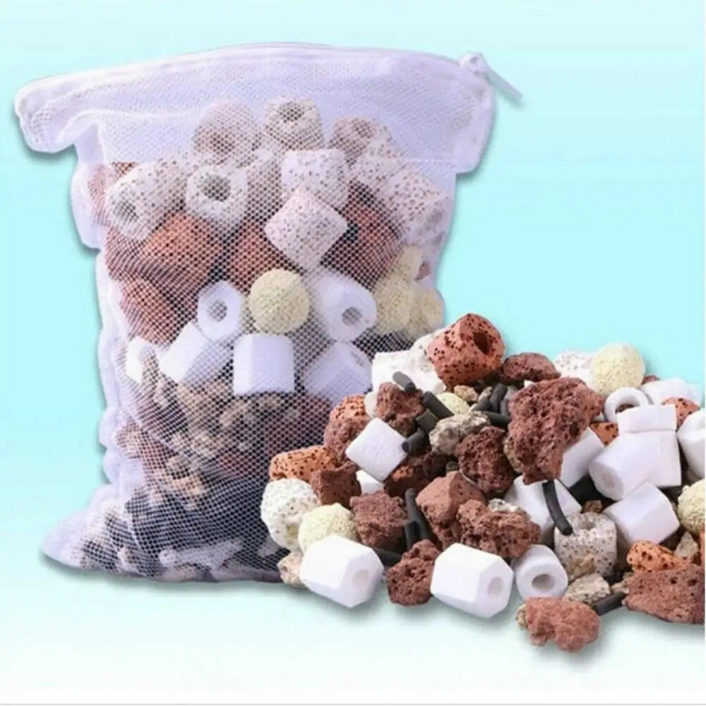 5/10Pcs Reusable Aquarium Filter Media Bags – Fine Mesh Zipper Bags for Freshwater & Saltwater Fish Tanks