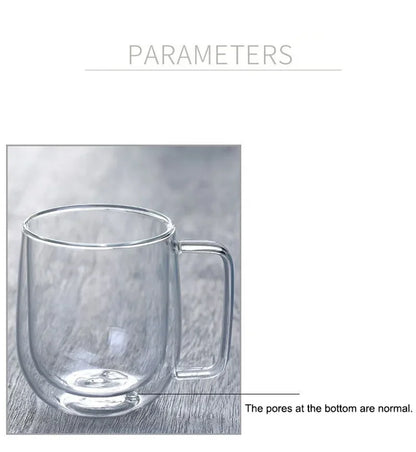 150-350ml Heat Resistant Borosilicate Glass Mug – Double Wall Coffee Cup with Handle, Clear Milk & Water Cup Gift