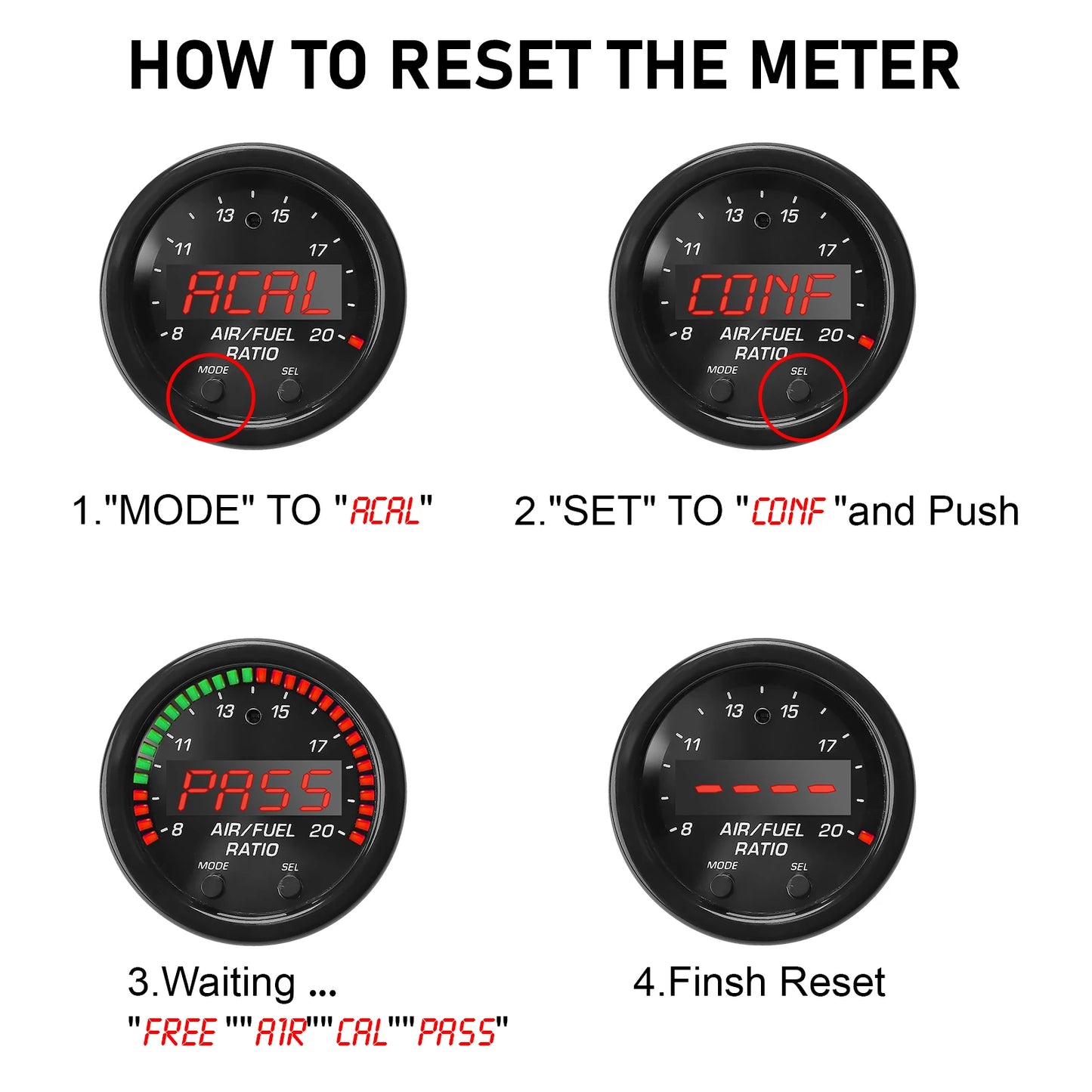CNSPEED Car O2 Air Fuel Ratio Gauge Kit – EM 30-0300 X-Series Wideband LSU 4.9 Oxygen Sensor for Car