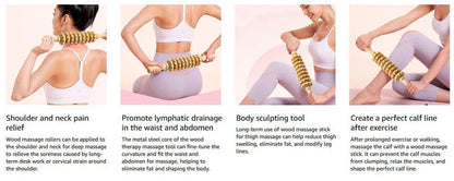 Curved Wooden Cellulite Roller – Body Shaping Massage Tool for Stomach & Lymphatic Drainage Therapy