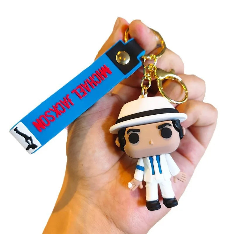 Michael Jackson Music Idol Keychain - Miniature Doll Pendant Key Ring Accessory