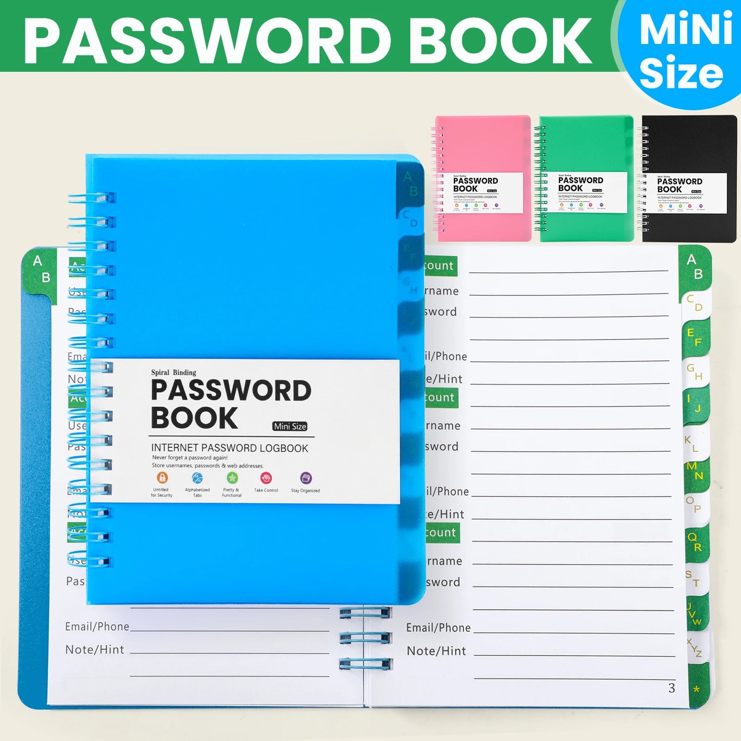 Mini A6 Password Book Notebook – Pocket-Sized Organizer, Diary & Logbook for Office, School & Personal Use