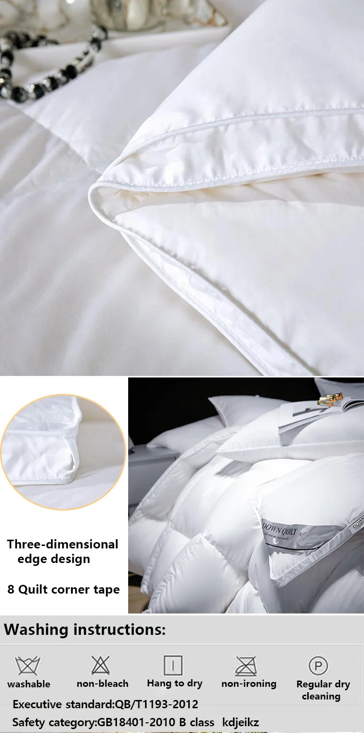 KDJEIKZ Winter Cotton Goose Down Quilt – Five-Star Hotel Duvet, Super Soft & Fluffy for Queen, King & Full Size, All-Season Blanket
