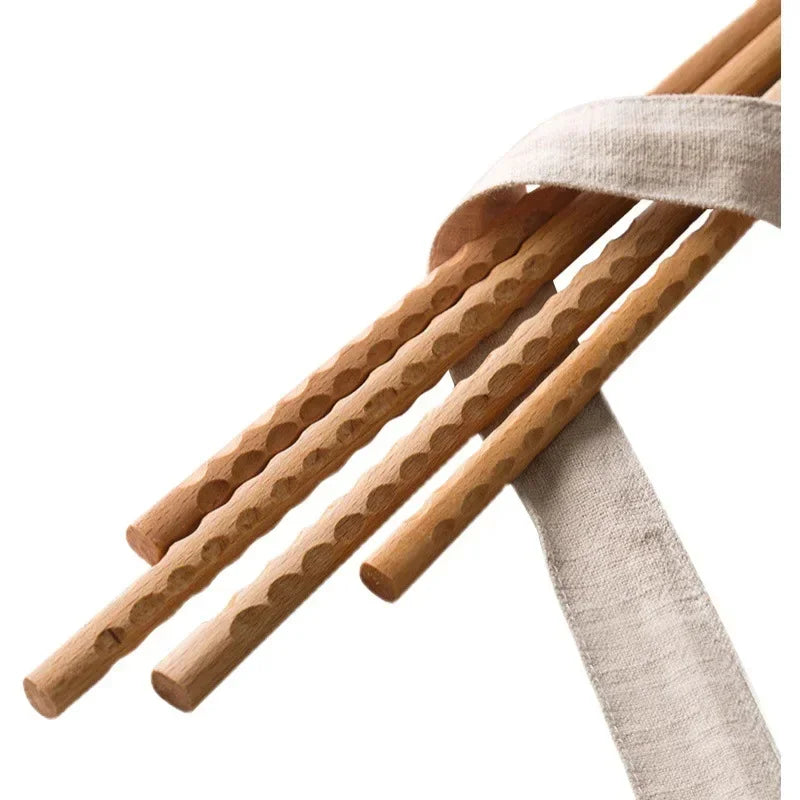 Japanese Extra Long Wooden Chopsticks – Polished Beech Wood, Anti-Slip for Fried Food & Noodles, Kitchen Cooking Tools