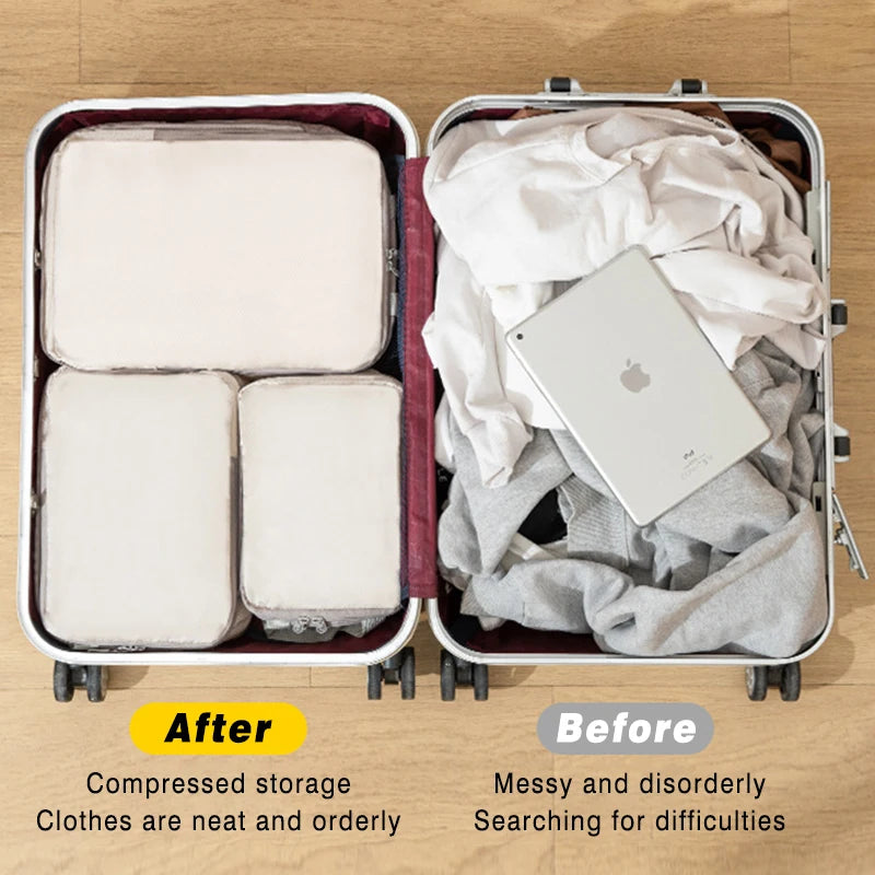 4pcs Travel Packing Cubes | Portable Waterproof Clothes Organizer Bags for Suitcase & Handbag