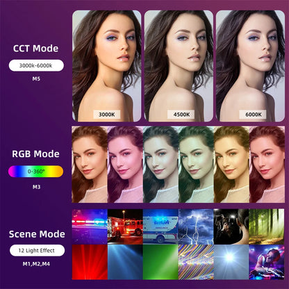 RGB LED Video Light Stick Wand Handheld Photography Fill Light with Tripod Stand for Party, Vlogging & Studio Shooting