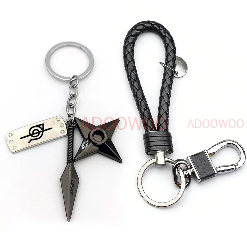 Bandai Naruto Red Cloud Alloy Keychain Set – 20 Styles Anime Woven Leather Rope Charm Car Pendant Punk Jewelry Gift Accessories