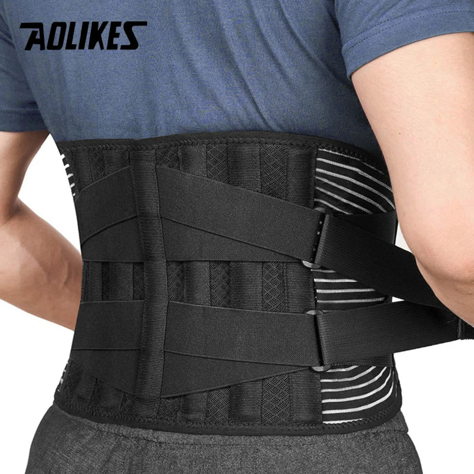 AOLIKES Lower Back Brace with 6 Stays – Anti-Skid Orthopedic Lumbar Support Belt, Breathable Waist Support for Gym & Pain Relief