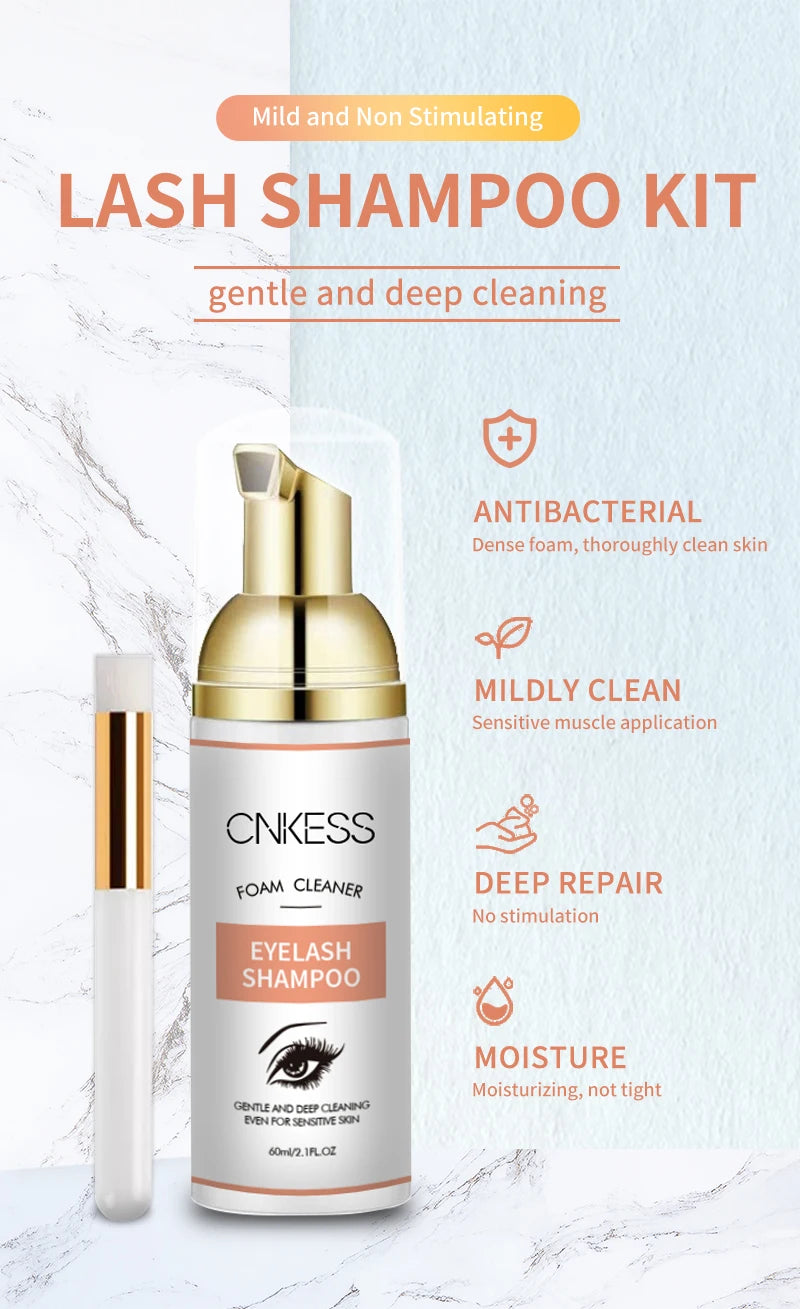 Lash Super Concentrate Mousse – Gentle Eyelash Shampoo Foam for Extensions & Makeup Tools