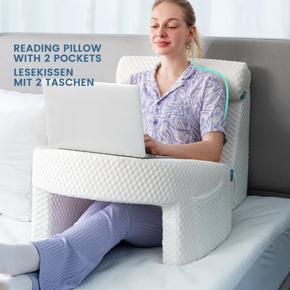 Soft Reading Pillow with Arm Rests - Lap Desk Cushion for Gaming, Working, Sitting on Floor or Sofa, with Washable Cover