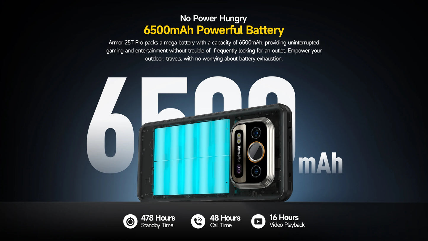 Ulefone Armor 25T Pro 5G Rugged Smartphone – Thermal Imaging, Night Vision, Android 14, 64MP Camera, NFC, Waterproof, 33W Charging