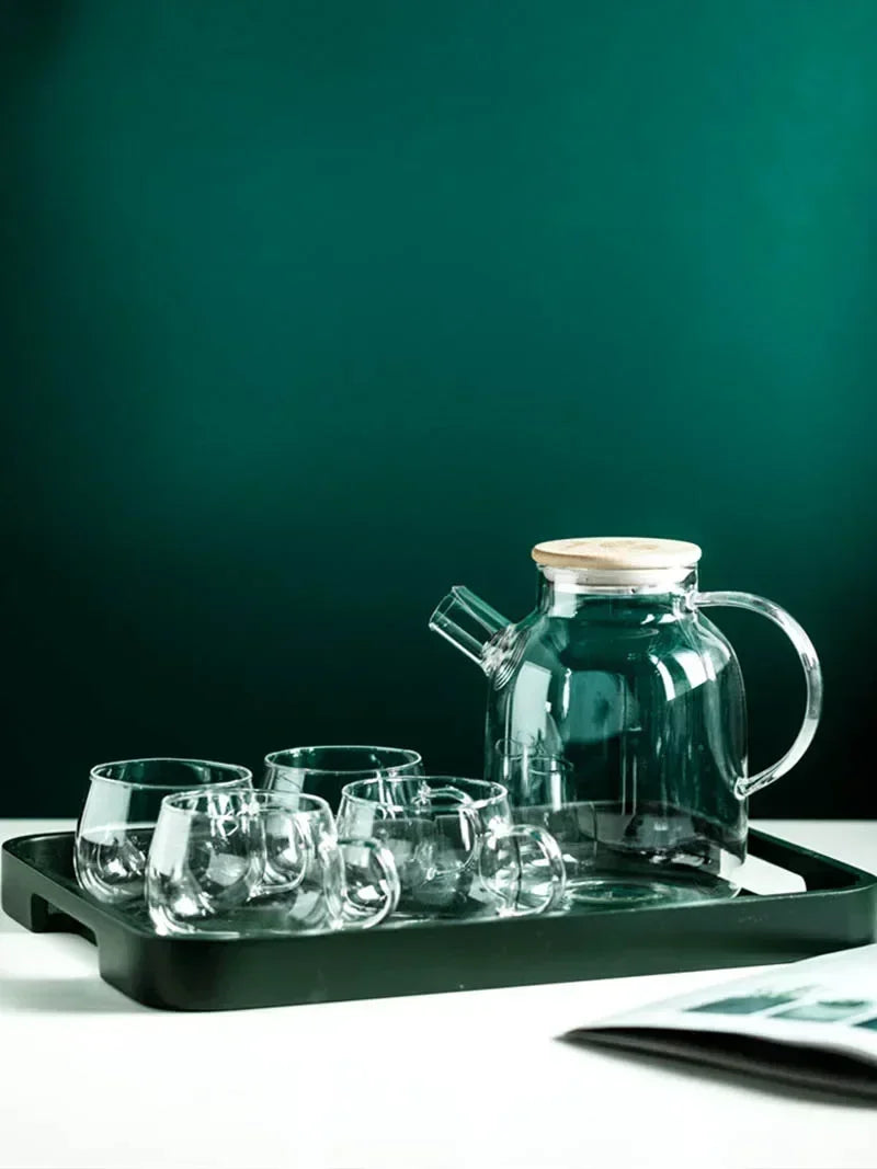 1.8L Transparent Borosilicate Glass Teapot – Heat-Resistant Large Clear Tea Pot for Puer, Flower Tea, Office & Home