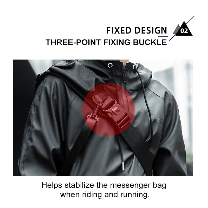Men's Motorcycle Cycling Messenger Bag – Waterproof, Large Crossbody Shoulder Bag, Personalized Hip Hop Street Travel Cross Bag