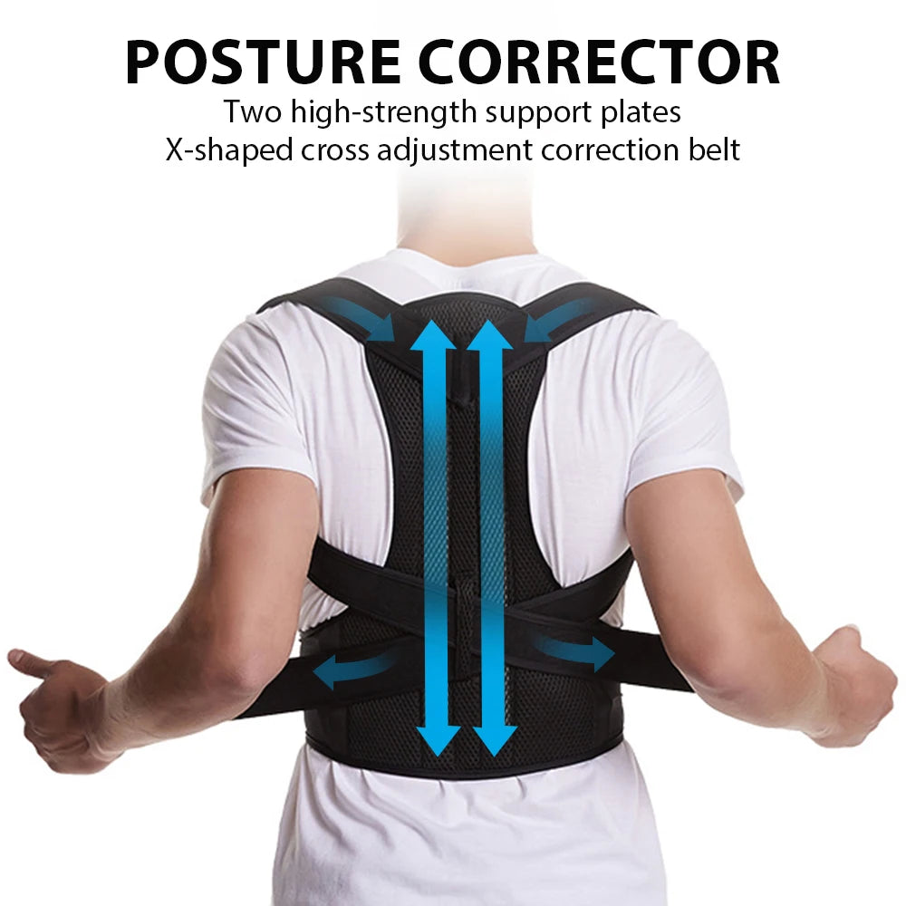 Adjustable Back Brace Posture Corrector Belt – Lumbar & Shoulder Support for Men & Women to Improve Scoliosis
