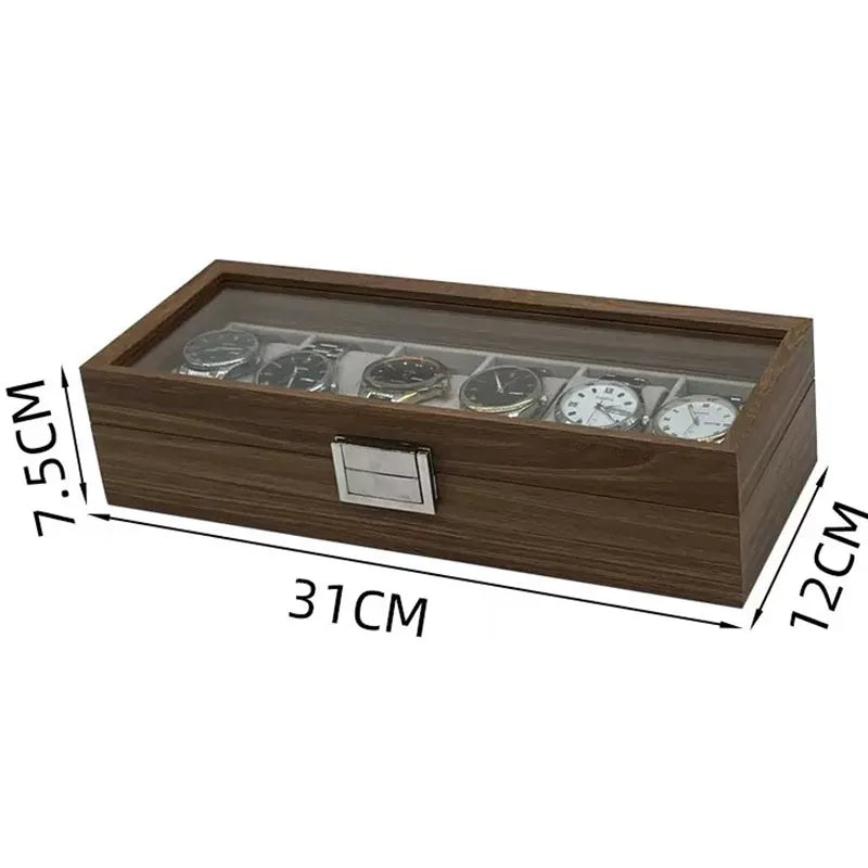 Black Walnut Grain Wooden Watch Box — Set of 6 Storage & Display Packaging Boxes