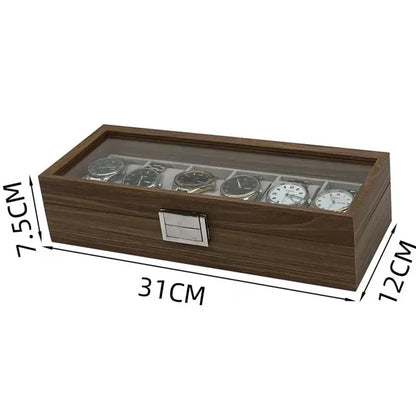 Black Walnut Grain Wooden Watch Box — Set of 6 Storage & Display Packaging Boxes