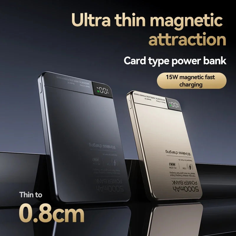 Xiaomi Ultra Slim 5000mAh Wireless Power Bank - MagSafe Fast Charging, High Capacity External Battery for iPhone 15/14/13/12