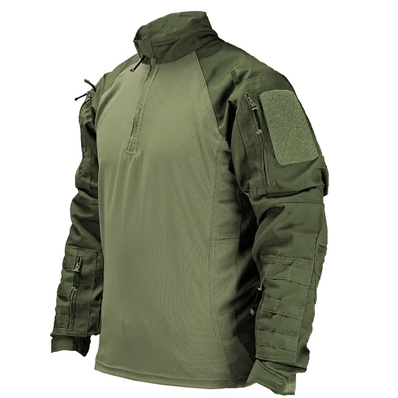 Men’s Multicam Tactical Combat Shirt - Long Sleeve Military Uniform for Paintball, Camping, and Hunting