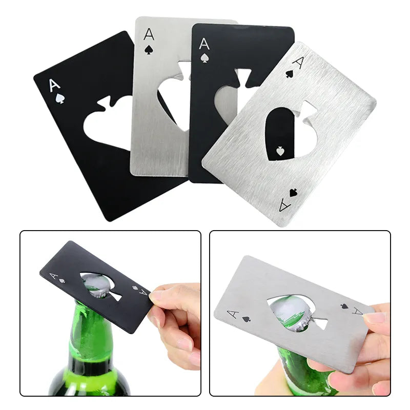 Creative Poker Shaped Bottle Opener: Stainless Steel Credit Card Size - Bar and Restaurant Beer Opening Tool Gift