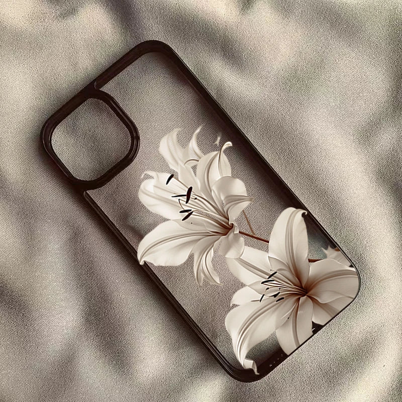 Vintage Lily Floral iPhone Case - Shockproof Protective Cover for iPhone 11–17 Series