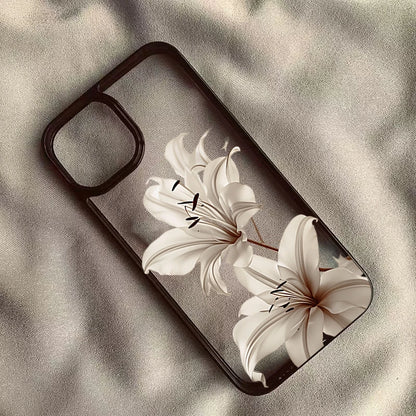 Vintage Lily Floral iPhone Case - Shockproof Protective Cover for iPhone 11–17 Series