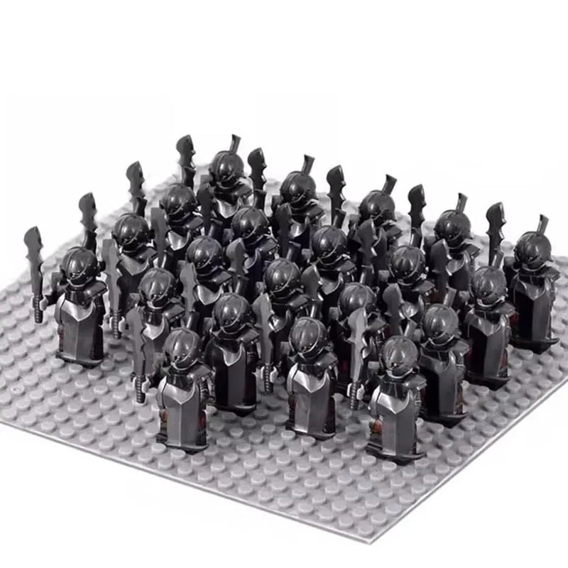 21PCS Medieval Fantasy Warrior Figures – Dwarf, Elf, Knight & Orc Building Brick Toys