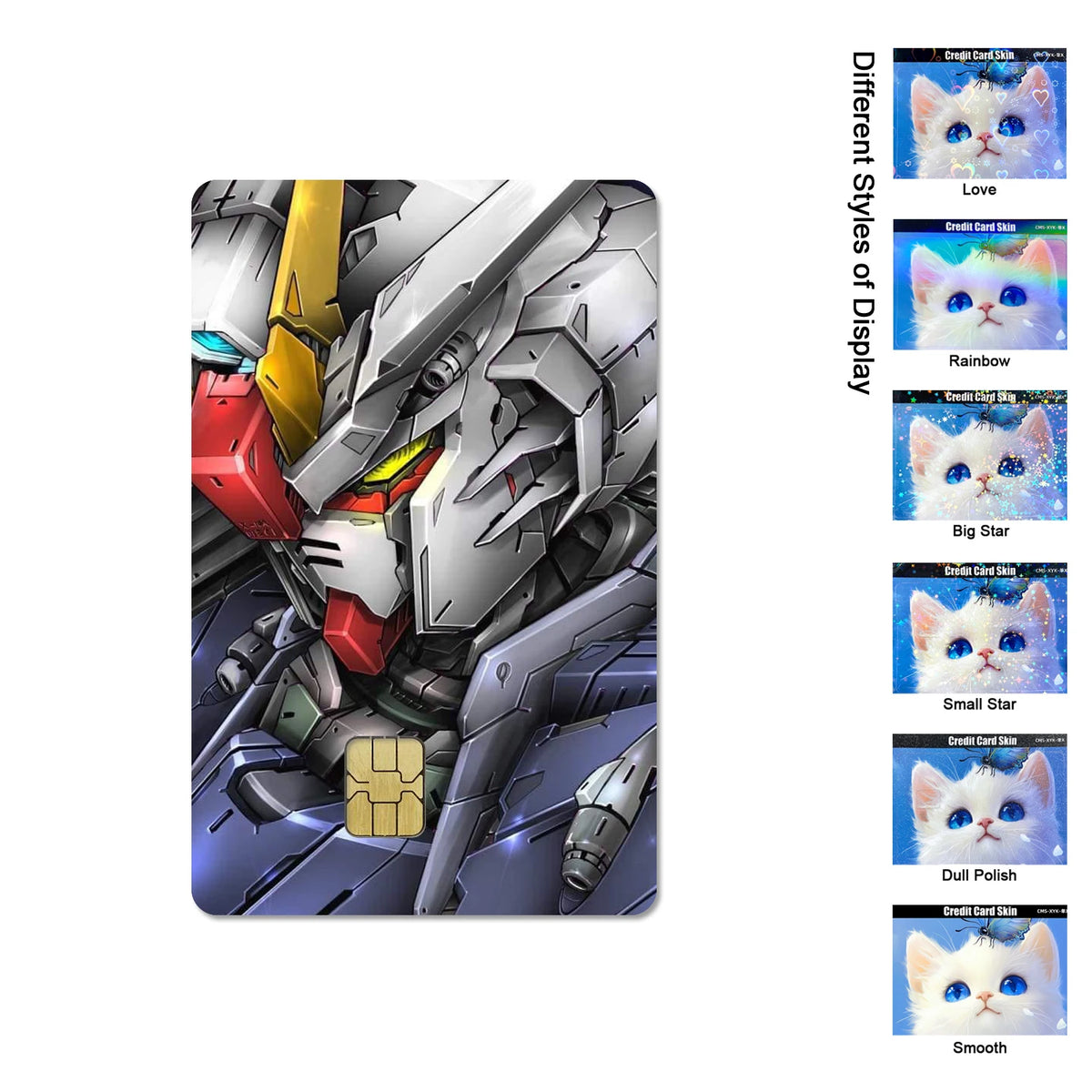 Gundam RX-78-2 & ZGMF-X19A Card Stickers - 2.5D HD Matte Waterproof PVC Skins for Credit and Debit Cards