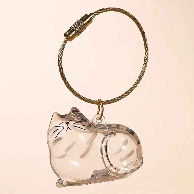 Ginger Cat Keychain Pendant – Siamese Calico Backpack Charm, Hair Storage Box Hanging Pet Grooming Travel Accessory