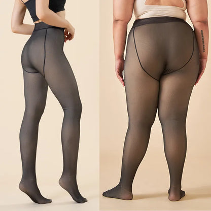 Thick Thermal High Waist Pantyhose - Women's Warm Winter Translucent Tights Stockings, Sexy Slim Leggings