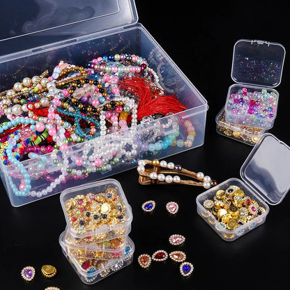 Bead Organizer Box — Clear Plastic Storage Containers with Hinged Lids for Crafts & Jewelry