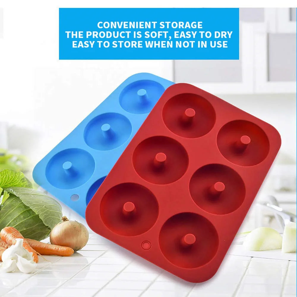 6-Hole Silicone Donut & Bagel Mold – Non-Stick Heat-Resistant Mini Cupcake & Doughnut Baking Pan Tool