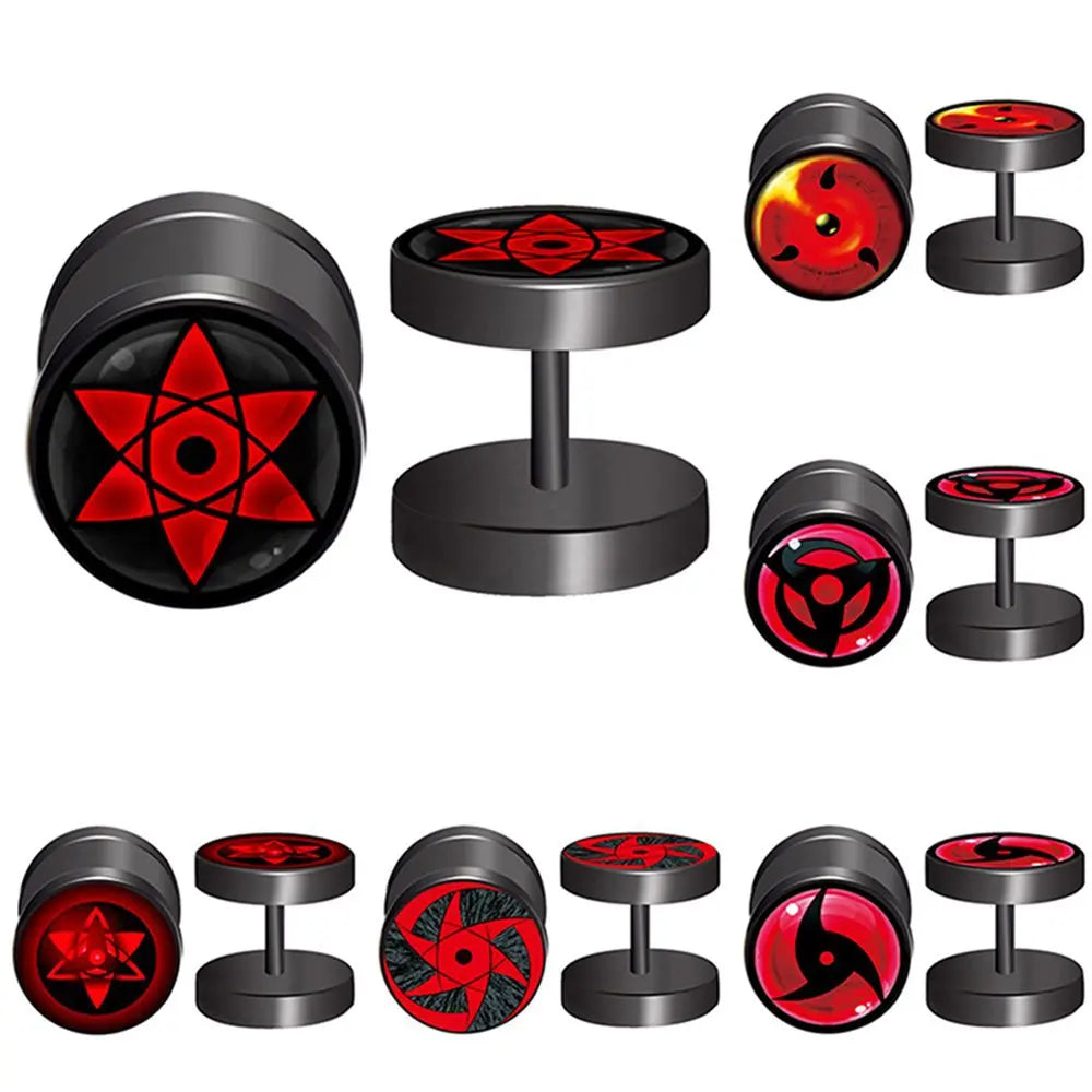 Anime Naruto Earrings – Uzumaki & Uchiha Itachi Sharingan Studs, Cosplay Accessories for Men, Women & Girls Gift