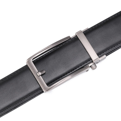 Men’s Luxury Leather Click Belt – Automatic Buckle Designer Waist Strap for Jeans (Blue, 3.5cm)