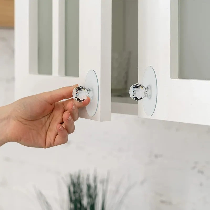 10/2PCS Transparent Crystal Door Knobs - Self-Adhesive Handles with Hook Function for Cabinet, Drawer, Door Wall Decor